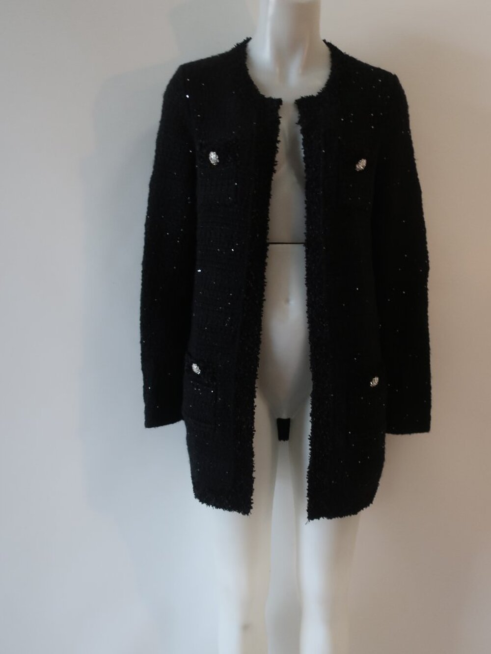 Womens Lilly Pulitzer Black Knit Open Cardigan Sweater S